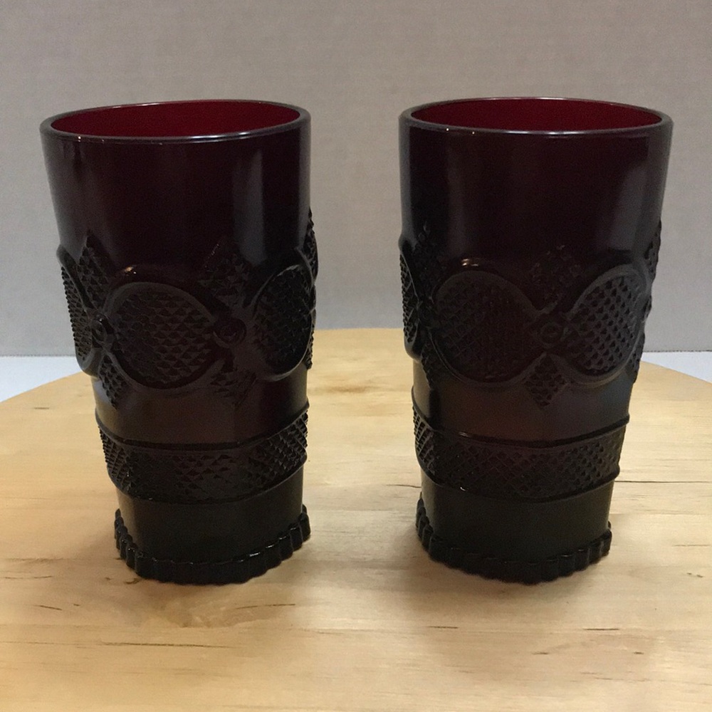 Vintage Avon Cape Cod Ruby Red 2 drinking glasses
